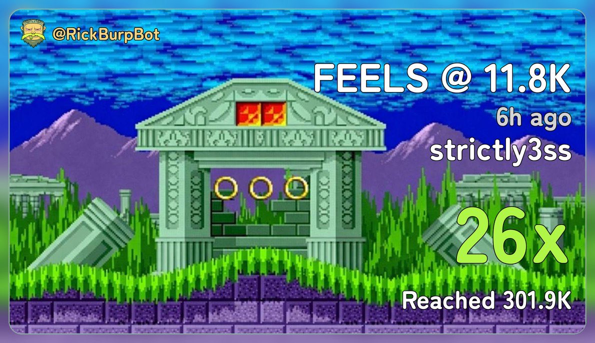 $FEELS fed the arcade after <a href="/strictly3s/">strictly.3ss</a> found it at 11.8k marketcap earlier today

26x for the Arcadians after reaching an ATH of 301.9k marketcap so far

GtswqeVZbSBLU6ZZfgc1zcMk6fVBSCV8RLcgR2v5pump