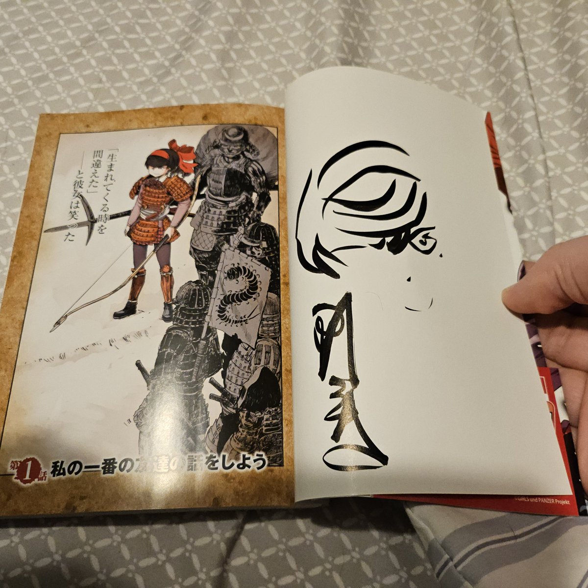 With the announcement of the new Girls und Panzer: Ribbon Warrior project, I'd like to share one of my favorite pieces of it. I got this autograph and drawing from <a href="/takeshi_nogami/">野上武志 Takeshi NOGAMI</a> himself at the Anime Central convention in 2018. It was great to see him in person. #garupan