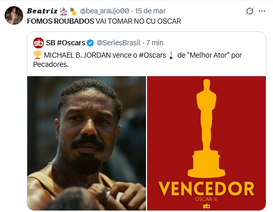 Os canhotos mamadores da Rouanet voltarão dos 'esteits' de mãos abanando. Janja não vai tirar foto com a estatueta. E a jumentaiada já está chorando no X. Grande noite😂😂😂