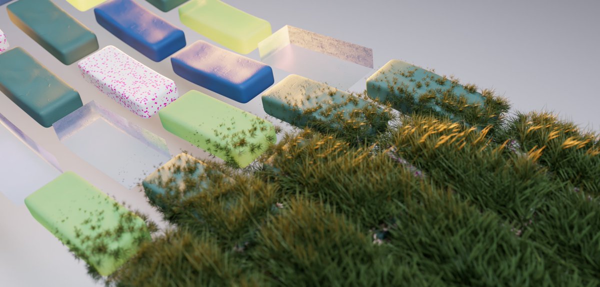 _fufupanda_'s tweet photo. Spent the weekend brushing up my C4D skills using fields and vertex maps to create this material transition (thanks to my uni notes). The goal was to blend tactile textures with dense, realistic foliage. 🌿

#Cinema4D #Redshift #3DVisualization #ProceduralDesign #DesignProcess https://t.co/L4x2ZfcSQn