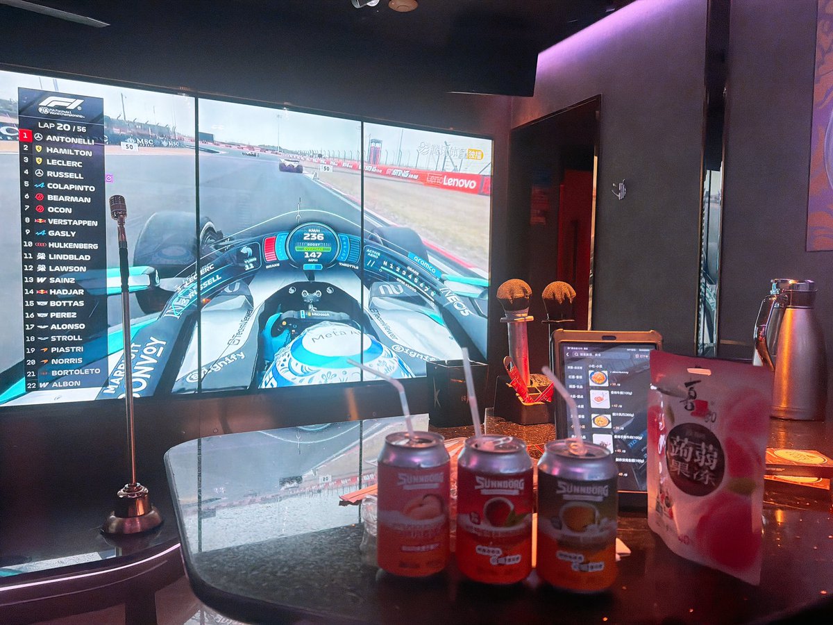 Watching F1 in karaoke room yesterday haha