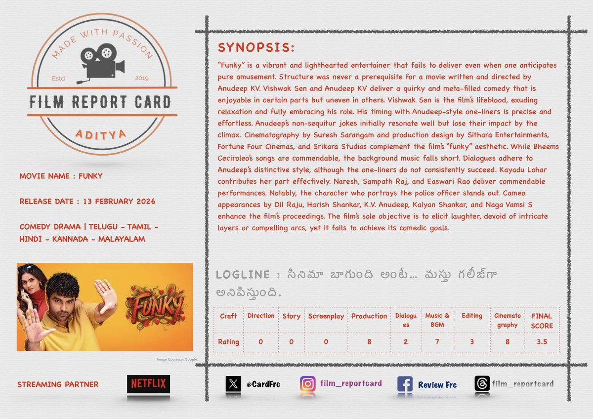 Film Report Card - FRC (Your Movie 🎥 My Review✍️) tweet media