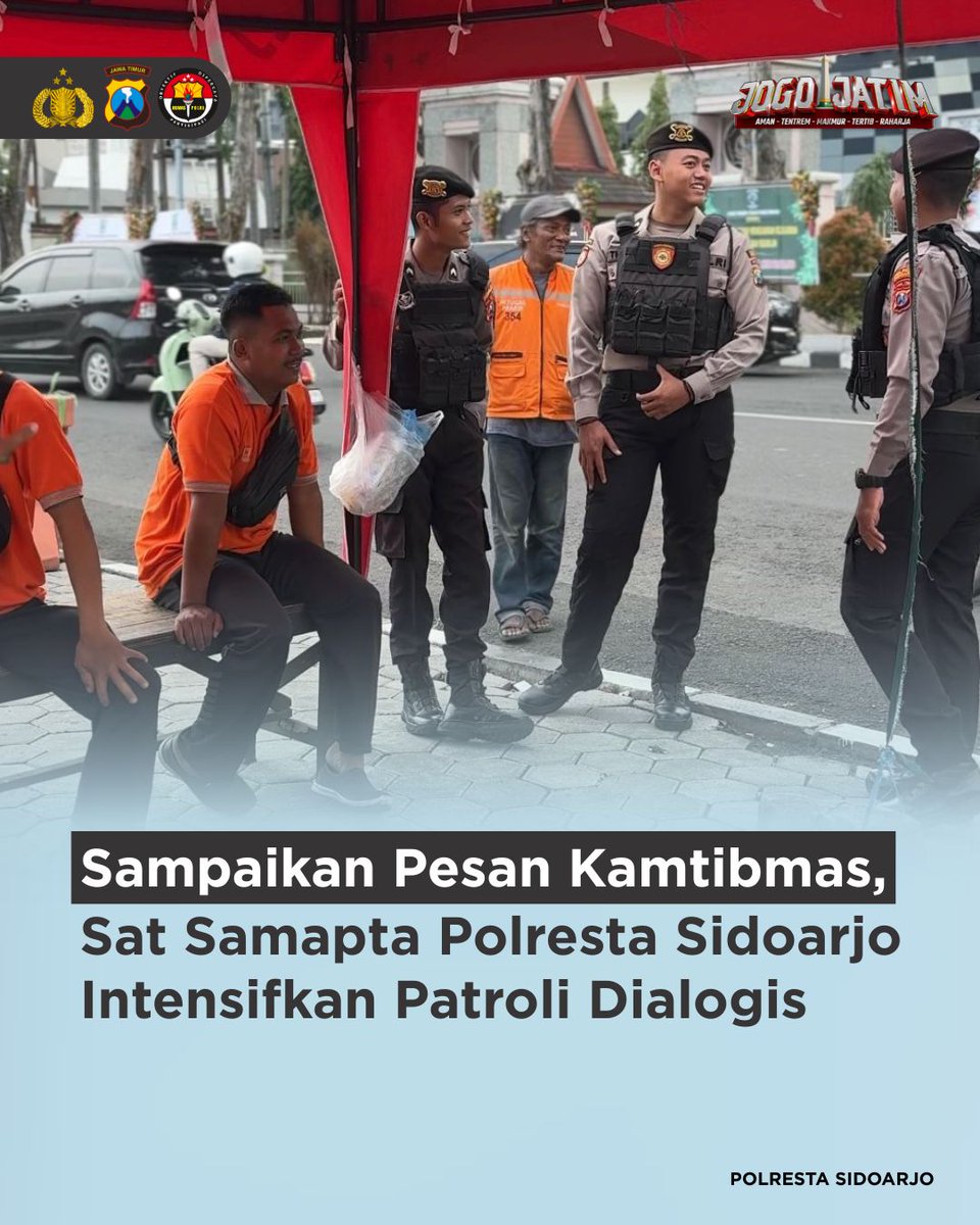 PBalongbendo's tweet photo. Sat Samapta Polresta Sidoarjo mengintensifkan patroli dialogis dengan menyapa masyarakat serta menyampaikan pesan dan himbauan kamtibmas. 

#PolrestaSidoarjo
#PolriUntukMasyarakat
#PolriPresisi https://t.co/LeKE4b62ub
