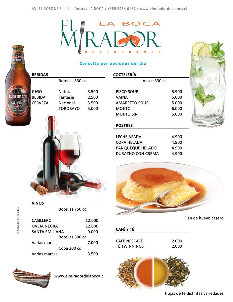 CARTA MENU 2026 Restaurante El Mirador de La Boca 
elmiradordelaboca.cl/carta-menu-202…