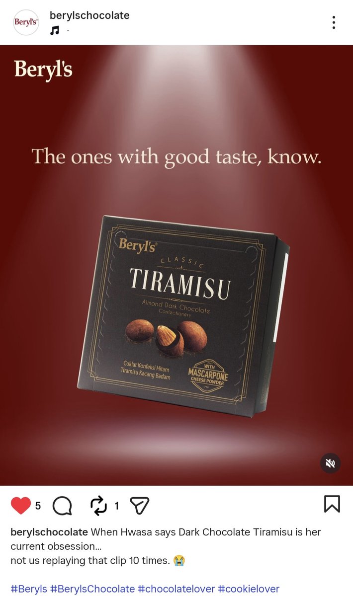 Beryl's has acknowledged Hwasa's impact on their tiramisu chocolate 😅

#Hwasa #화사