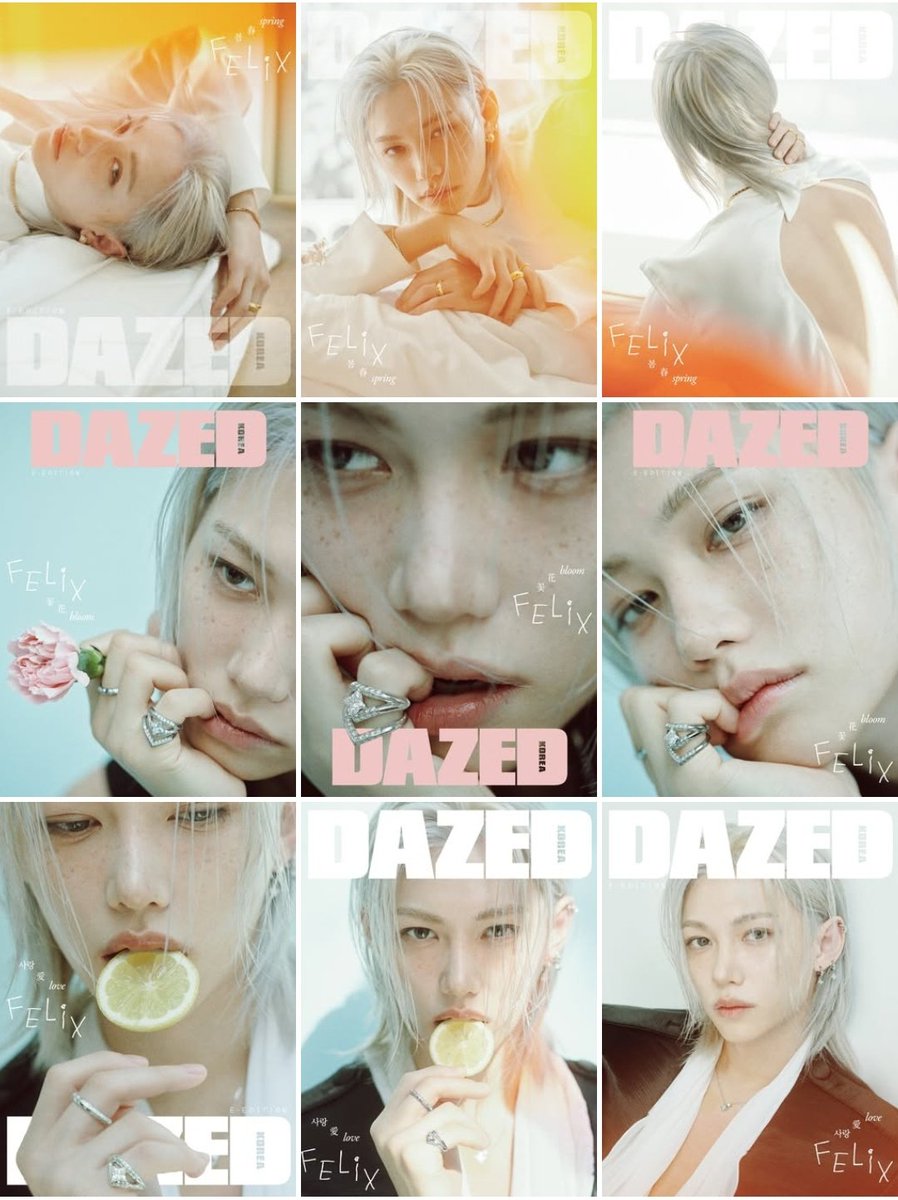 ฟิลิกซ์ได้ขึ้นปกนิตยสาร DAZED Korea โดยจะมีด้วยกัน 9 ปก ปกเล่มจริง 3 ปกและปกดิจิทัลอีก 6 ปก โดยมี 3 คีย์เวิร์ดหลักคือ "ฤดูใบไม้ผลิ, ดอกไม้, ความรัก"

FELIX DAZED COVER STAR
#FELIXxDAZEDKOREA
#FELIXxLouisVuitton