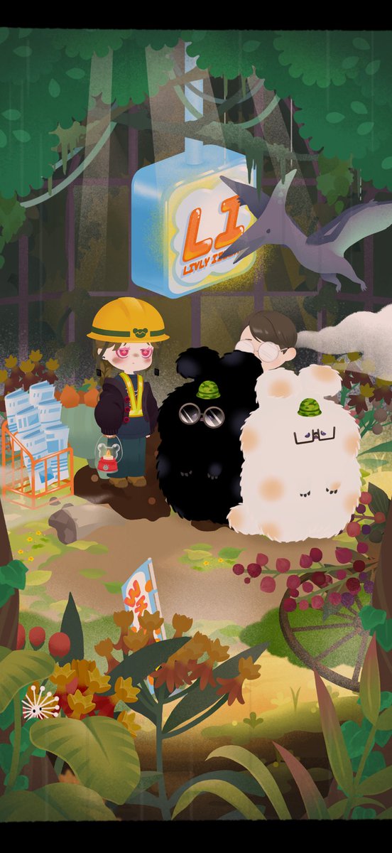 廃墟になったコンビニを建て直す前の視察中にやってきたワカバヤシ氏を取囲むマーモールたち꒰      •᷄⌓•᷅      ꒱