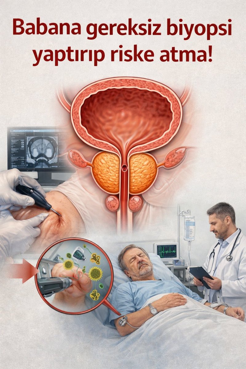 Babana gereksiz biyopsi yaptırıp riske atma!
(İLBER BEYİ problemli bir sürece taşıyan işlem?)

Her yüksek PSA değeri, hemen prostat biyopsisi demek değildir.
Önce iyi değerlendirme gerekir: muayene, PSA’nın seyri, serbest/toplam PSA, PSA yoğunluğu ve mümkünse prostat MR’ı. Çünkü