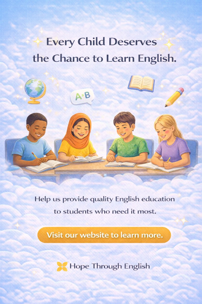 HopeThrEnglish's tweet photo. Education can change a life — and language is where it begins. 🌍📚  

Through Hope Through English, we’re helping students gain the skills and confidence that come with learning English. Every word learned is a step toward new opportunities.  

Learn more and support! https://t.co/uqpzwy340C
