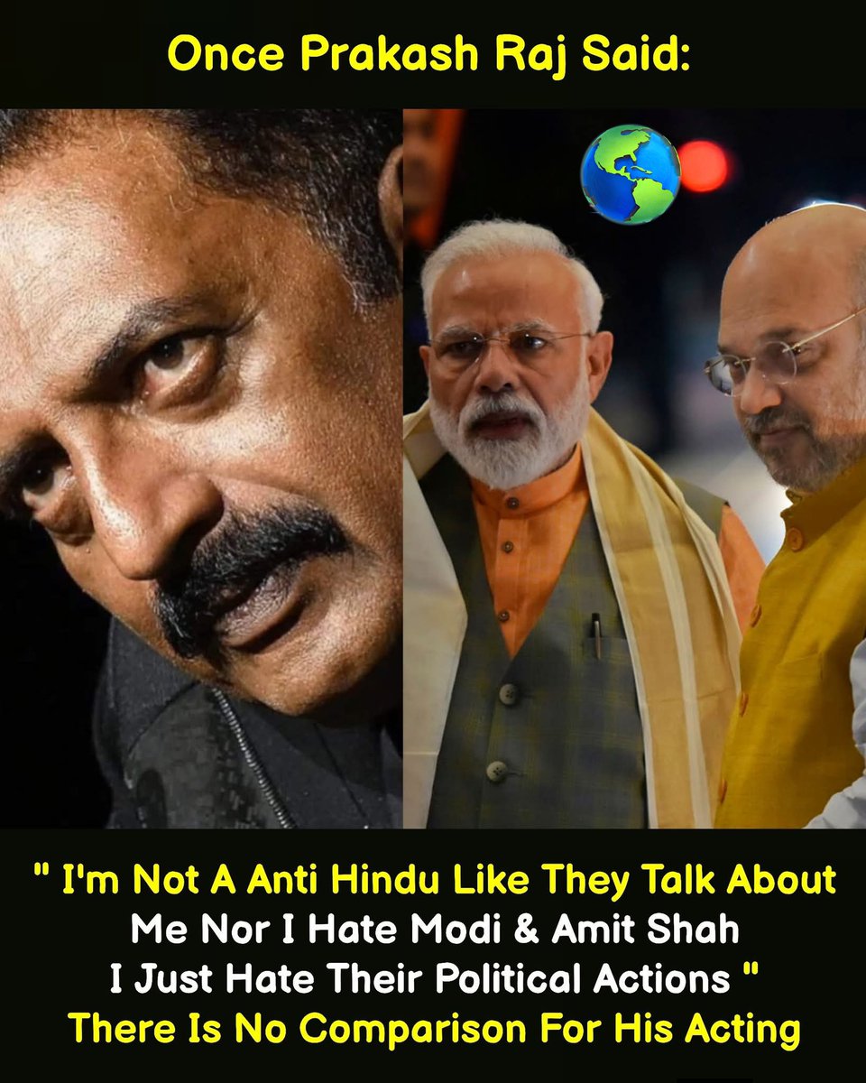 SivababuVaggi's tweet image. Prakash Raj is undeniably a powerhouse of cinema whose talent transcends borders. Regarding his outspoken nature, he once clarified his stance: he isn't "Anti-Hindu" 
​#PrakashRaj
#IndianCinema
#VersatileActor
#PoliticalOpinion
#CinemaLegends
