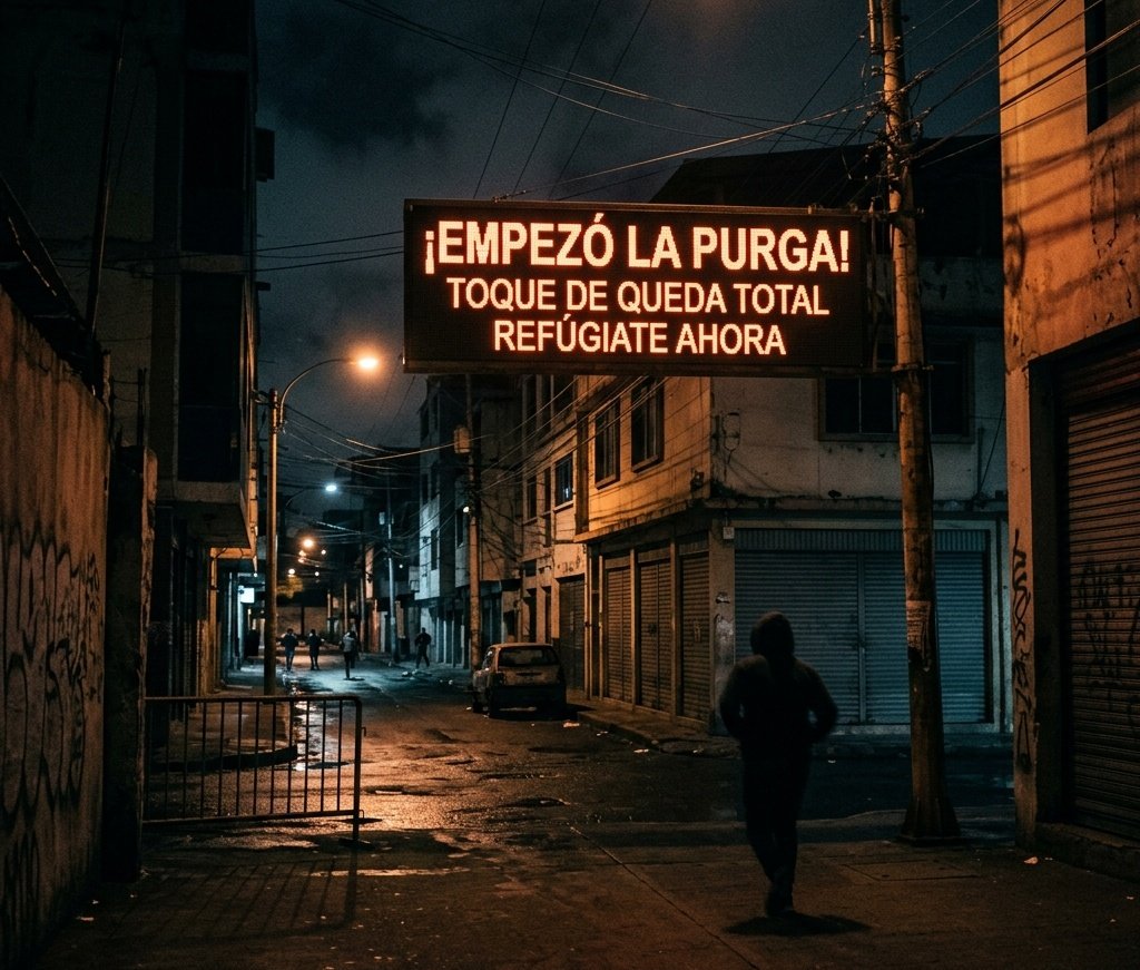 EmergenciasEc's tweet photo. ATENCIÓN! ESTO NO ES UN SIMULACRO. 🚨⚠️
​El toque de queda ha sido declarado oficialmente. A partir de este momento, las leyes han sido suspendidas. La Purga ha comenzado. 🌑⚔️ https://t.co/N9VOkOrJaa