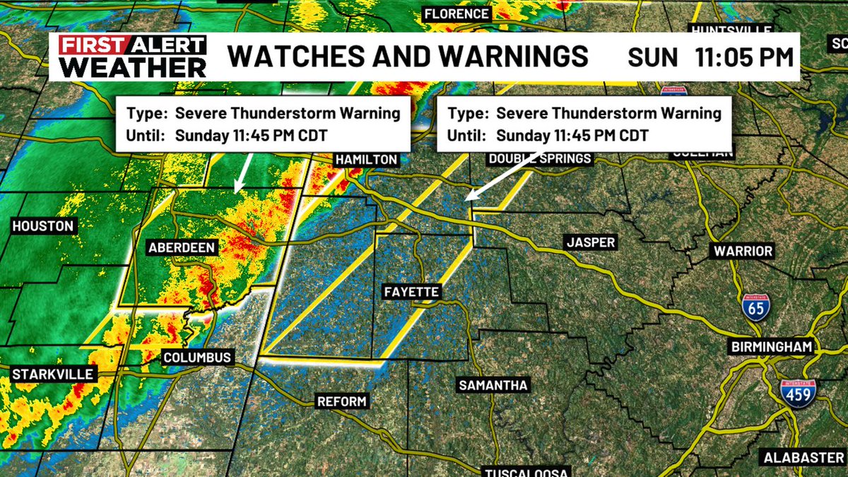 A Severe Thunderstorm Warning has been issued for Marion, Lamar, Fayette, Winston until Mar 15, 2026 11:45PM #alwx #WBRCFirstAlert