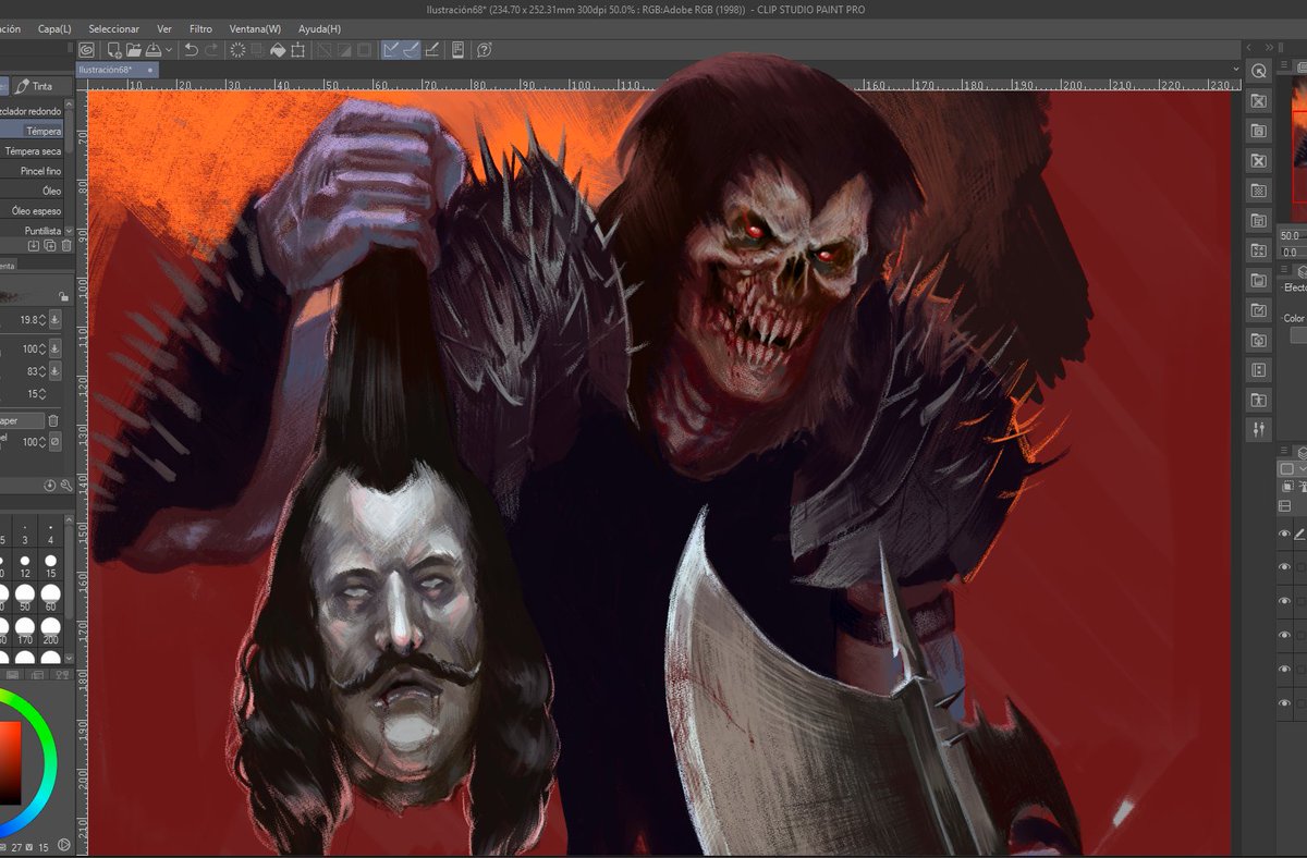 Hey! I haven't died yet. I was in the tunnel, but something keeps me resurrecting. 
So yeah, here's a wip I'm working between commissions for an amazing band I've heard a lot lately.

#WIP #Phantom #speedmetal
