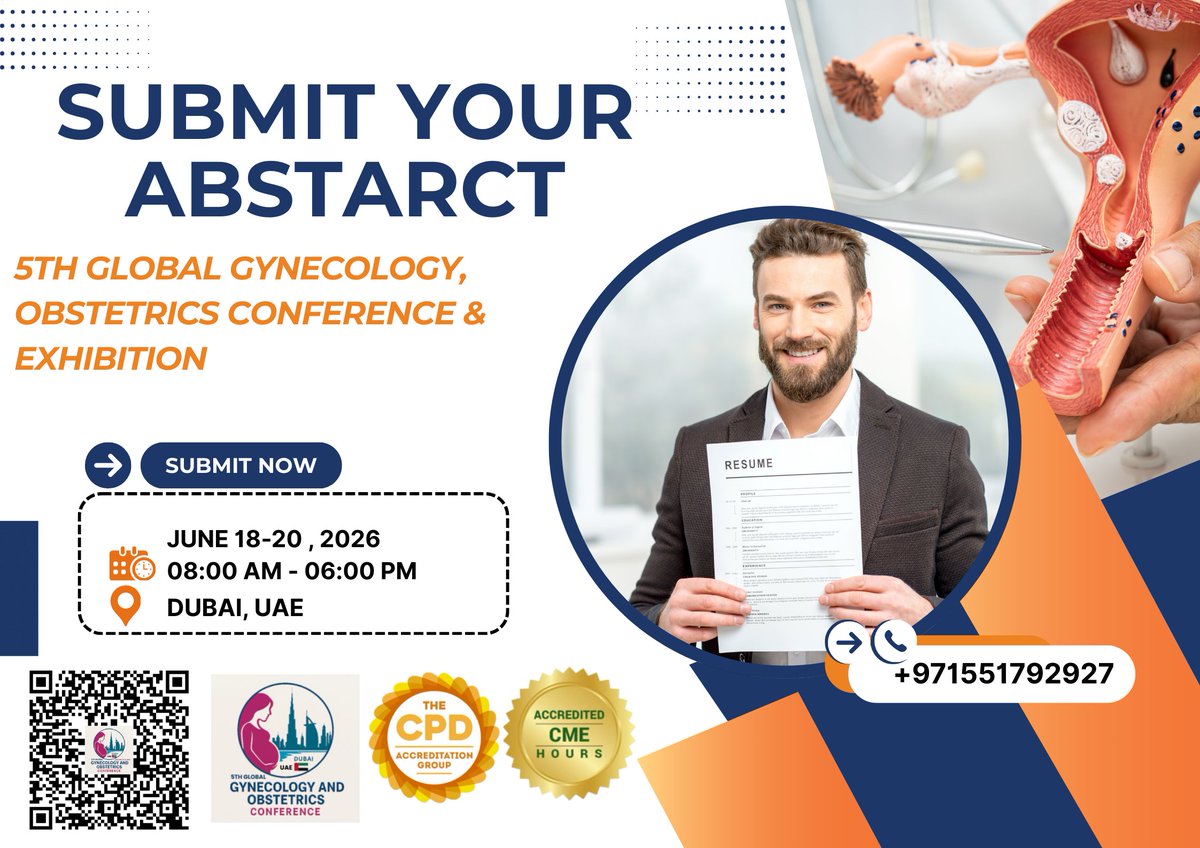 DrMansoorI35985's tweet image. Submit Your Abstract! 

Be part of the 5th Global Gynecology, Obstetrics Conference &amp;amp; Exhibition and present your latest research to a global audience of experts.
June 18–20, 2026 Dubai, UAE
 …obstetrics.utilitarianconferences.com/submit-abstract
wa.me/+971551792927

#SubmitAbstract #GynecologyConference