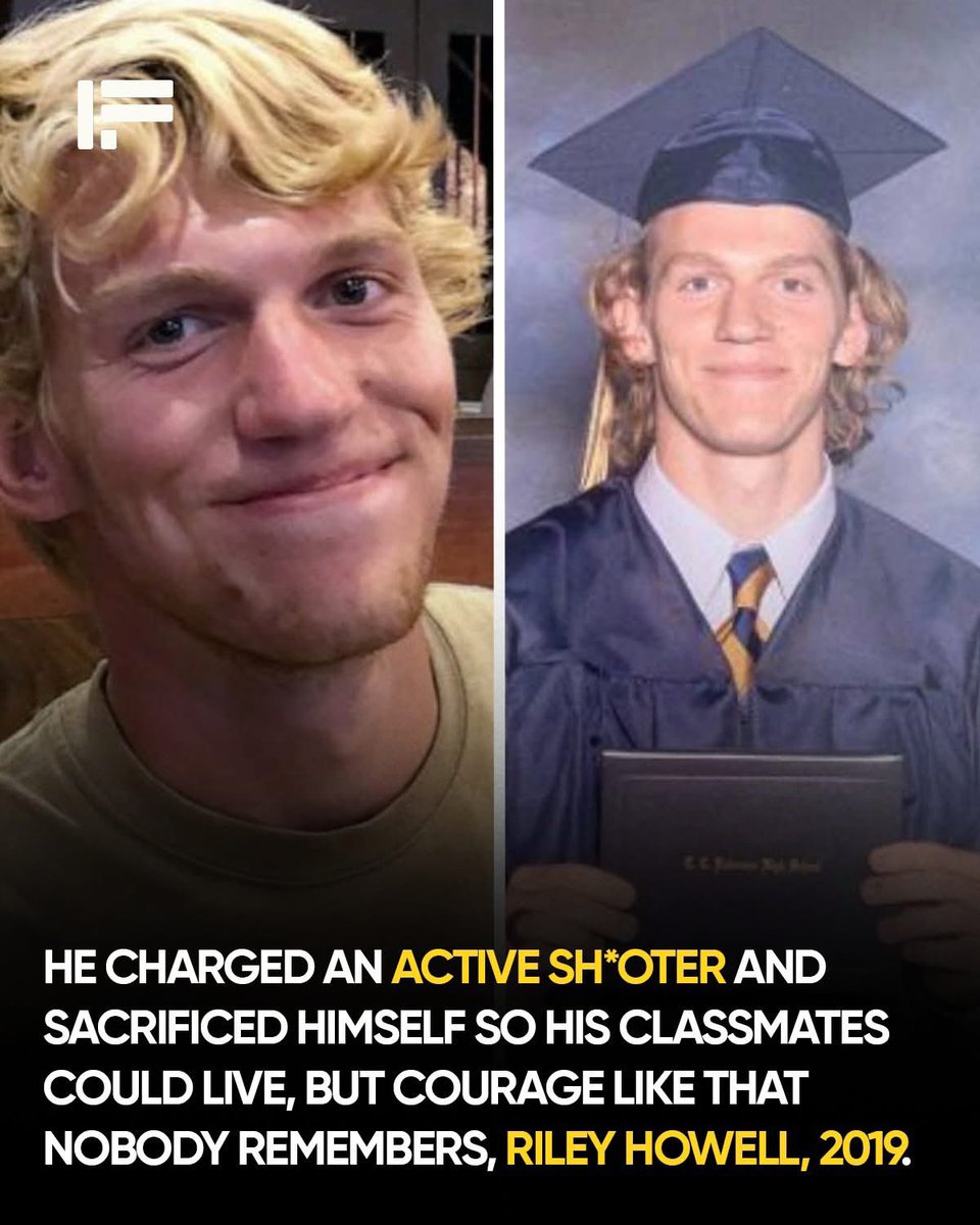 MrPitbull07's tweet photo. Everyone else was trying to escape.

One student ran in the opposite direction.

He ran toward the gun.

April 30, 2019. Inside Kennedy Hall at the University of North Carolina at Charlotte, a classroom full of students had gathered for what should have been an ordinary afternoon lecture. Backpacks sat beside desks. Laptops were open. Conversations drifted quietly through the room.

Then the gun appeared.

The attacker, later identified as Trystan Terrell, opened fire inside the classroom. Panic erupted instantly. Students dove for cover. Chairs overturned. The calm routine of a college class collapsed into seconds of confusion and terror.

Among the students in the room was 21-year-old Riley Howell.

He didn’t try to reach the door.

Instead, Howell sprinted directly toward the shooter.

Witnesses later described him charging across the room and tackling the gunman in an attempt to stop the attack. During the struggle he was shot at close range, but the impact of his tackle disrupted the shooter’s aim and slowed the attack long enough for other students to escape and for campus police to intervene.

Howell died from his injuries.

But the brief moment he created changed everything inside that classroom.

Investigators later concluded that his actions prevented further casualties. Several classmates said they were able to run for safety during the seconds his intervention created.

Riley Howell had been a history major at University of North Carolina at Charlotte. Friends described him as thoughtful, outdoors-loving, and deeply curious about the past. Like most students that afternoon, he had simply arrived expecting another ordinary day.

Instead, he faced a decision that lasted only seconds.

After his death, the response reached far beyond the campus. Thousands attended vigils and memorials honoring the students lost in the attack. But something unusual followed for Howell’s family.

Although he had never served in the military, the U.S. Army granted him full military funeral honors. An honor guard stood watch. A flag-draped coffin rested at the front of the ceremony. ROTC cadets saluted as the folded flag was presented to his family.

The ceremony resembled that of a fallen soldier.

Because in the moment it mattered, he had done what soldiers are trained to do.

He ran toward danger while others were running away.

Courage is often imagined as something practiced over years of training or preparation.

Sometimes it happens in a single decision.

A classroom. A few seconds. One young man who refused to stand still while others were in danger.

And because of that choice, many of his classmates walked out alive.

He did not.

But his final act ensured that others could.