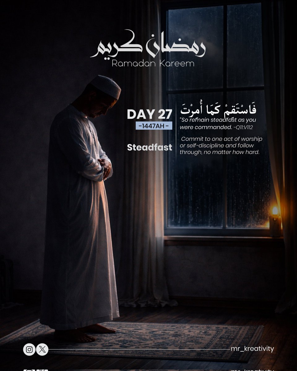 Mr_Kreativity's tweet photo. Stay firm in your faith today.
Keep doing good, even when it feels difficult. 🤍
#Ramadan
#Day27
#Steadfastness
#mrkreativity https://t.co/XyXvzh8ug2