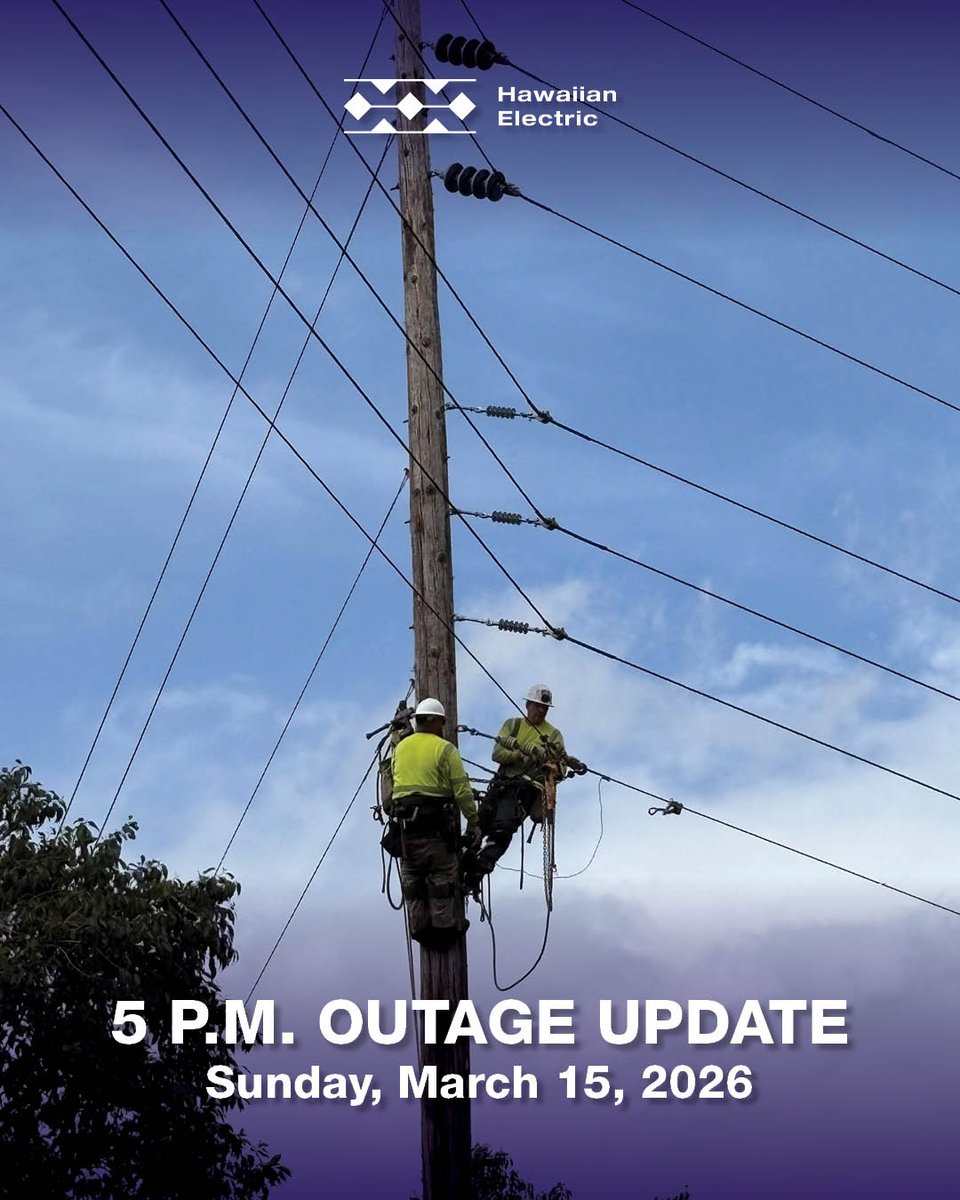 HIElectricLight's tweet photo. 5p #BigIslandOutage update: Rather, we begin with multiple locations &amp; follow an overall plan that calls for restoring power to the largest number of customers safely &amp; as quickly as possible. https://t.co/Jp36UHLDPc https://t.co/x75Jxezj1t