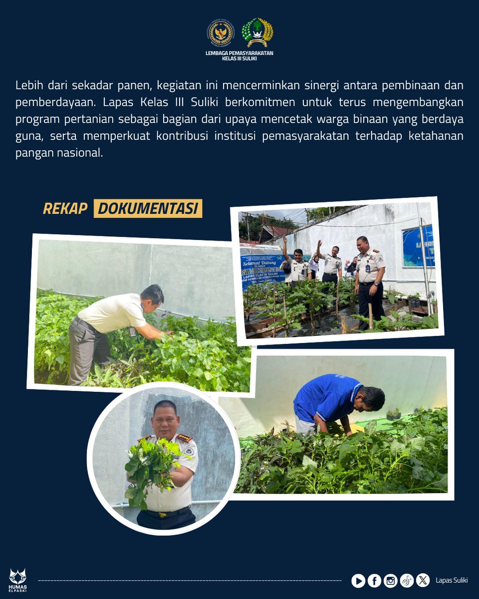 lapassuliki's tweet image. Lapas Kelas III Suliki Gelar Panen Sayuran Wujudkan Kemandirian Pangan
.
.
.
.
#kemenimipas
#guardandguide
#infoimipas
#pemasyarakatan
#ditjenpassumbar