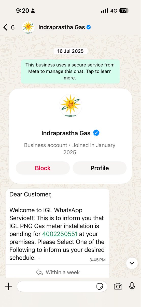 bapun95's tweet photo. Applied for IGL PNG on 13 Apr’25. ₹7000 deducted and BP No.4002250551 allotted on 16 Jul’25, but connection still not provided.

CPGRAMS complaint (5 Jan’26) wrongly closed as resolved. Appeal filed on 16 Feb’26
@IGLConnect @PetroleumMin @DARPG_GoI @jagograhakjago @HardeepSPuri https://t.co/FeKRZRUDzN