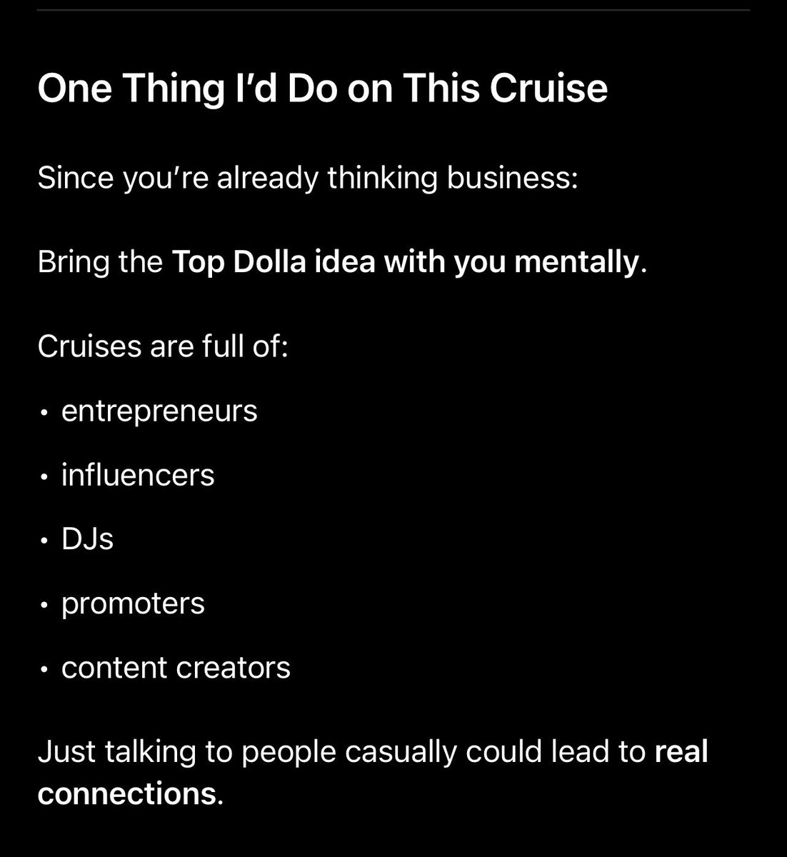 Aaronof86's tweet photo. #network #Carnivalcruise #Networkingonacruiseship #agentbooking #celebritybooking #chatgpt https://t.co/S3iXNJgsnU