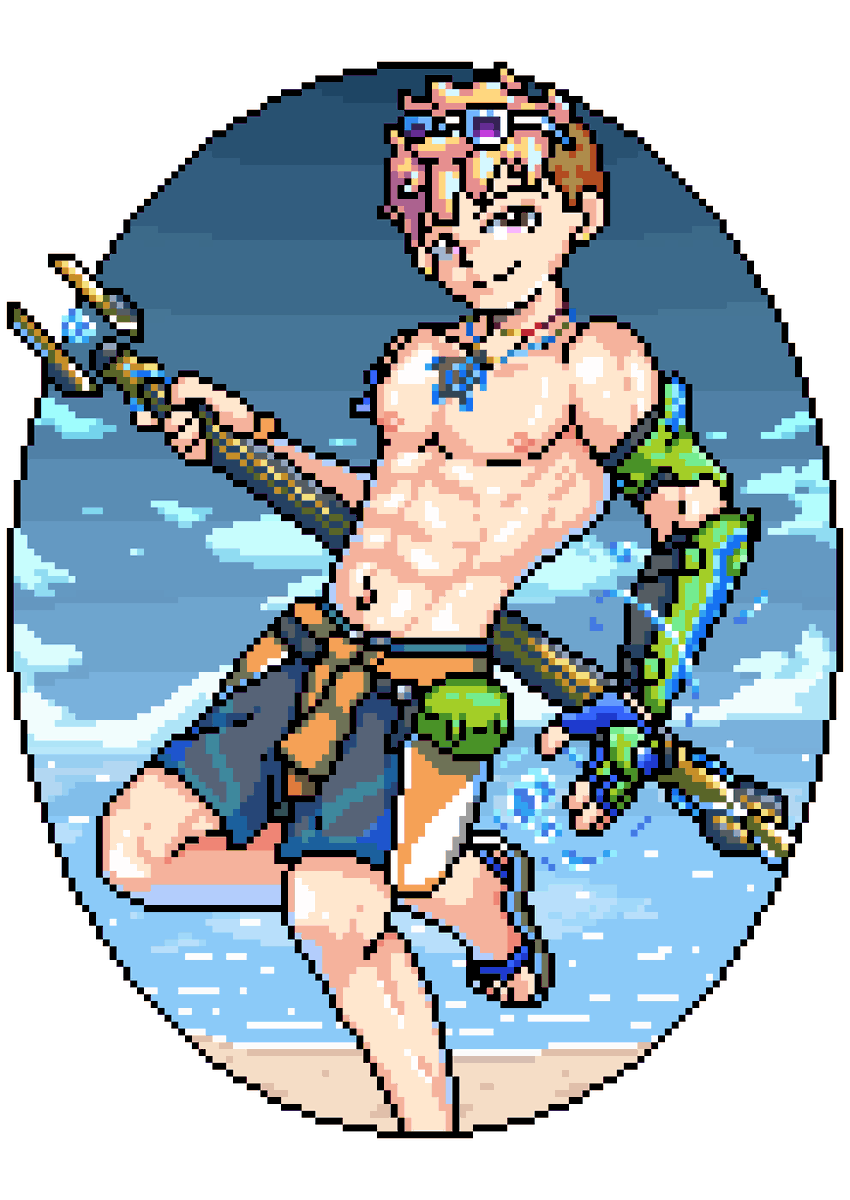 CommanderO25's tweet photo. I promise this #wuyang summer skin in stadium mode is definitely giving me an edge in gameplay 😜

#pixelart #overwatch https://t.co/UpopOEgyTi