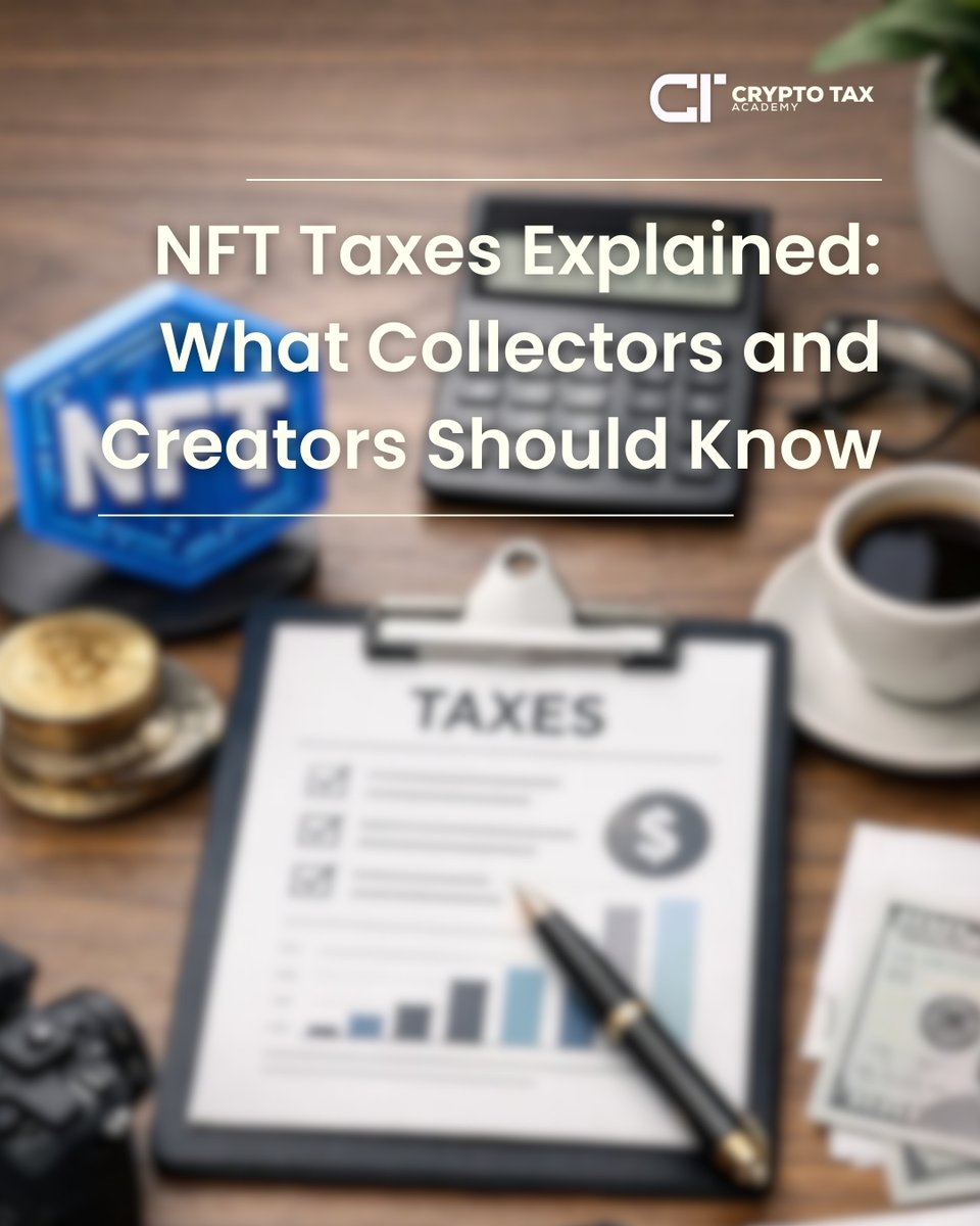 Andrewcta's tweet photo. NFT Taxes 101: What Collectors & Creators Need to Know 🚨

Buying, selling, minting, or earning royalties? Here’s what matters:
💡 Buying NFTs – usually not taxable
💡 Selling NFTs – taxable event
💡 Minting NFTs – may count as income
💡 Royalties – taxable income
💡 Paying with crypto – may trigger capital gains
💡 Track marketplace fees

📌 Tip: NFT activity often mixes income + capital gains. Keep detailed records!

Our crypto tax tool makes reporting NFTs simple for collectors and creators.

#CryptoTax #NFTTaxes #TaxTips #TaxPlanning #CryptoInvesting