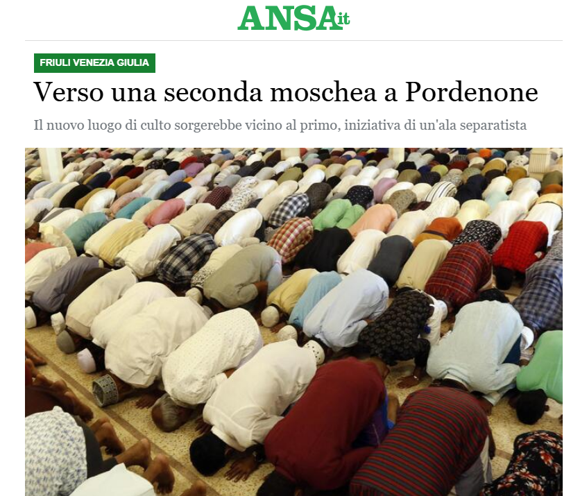 2021m2021's tweet photo. Furlanija bo islamska ali bo gorela !
Grožnje islamske skupnosti prebivalcem Pordenona.
Islamistom ni dovolj ena mošeja zahtevajo, da jim mesto zagotovi še eno. 
Oblasti so v strahu pred neredi in nasiljem popustile islamistom. https://t.co/JNdqQ9yPLl