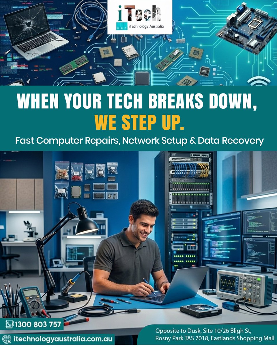 iTechnolog80189's tweet image. Get reliable solutions with fast computer repairs by iTechnology Australia.

📍Shop 9 113-115 Main Road, Moonah, TAS, Australia, 7009
🌐 itechnologyaustralia.com.au
☎️ 1300 803 757

#computerrepairs #networksetup #datarecovery #itsupportaustralia #itechaustralia