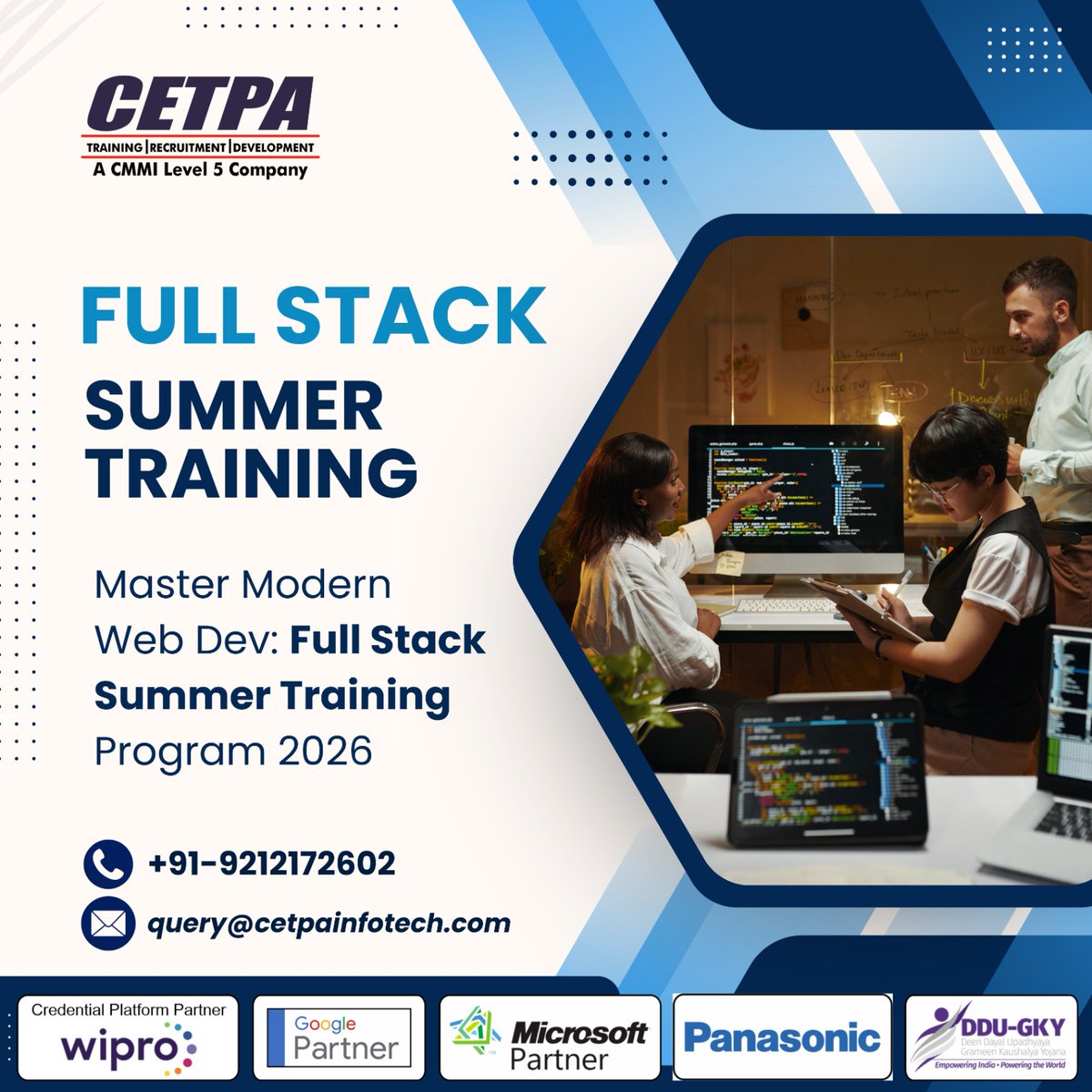 cetpainfo's tweet image. Build complete, dynamic web applications from scratch this summer. Master both frontend and backend to become the versatile developer every top tech company needs.

Apply Now: cetpainfotech.com/technology/ful…

#cetpainfotech #fullstackdeveloper #frontenddevelopment #backenddevelopment