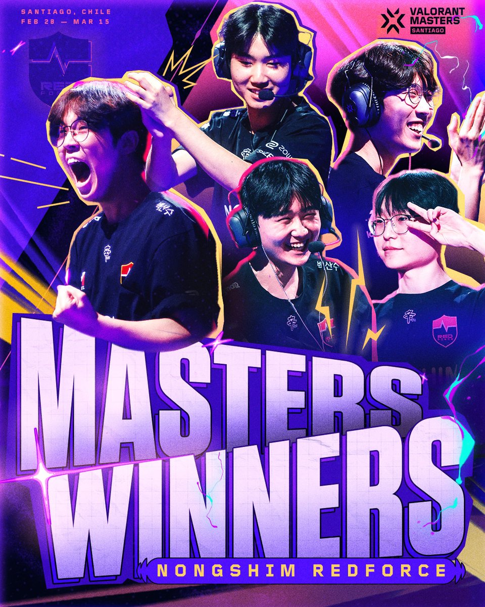 Congratulations <a href="/nsr_valorant/">NS RedForce Valorant</a> for winning the #VALORANTMasters Santiago. GGs to <a href="/pprxteam/">Paper Rex</a> team! While it's unfortunate not to lift back to back Masters, it is also beautiful to see a premier team climb all the way up to lift a Valorant major!

The #VALORANTMasters London winner