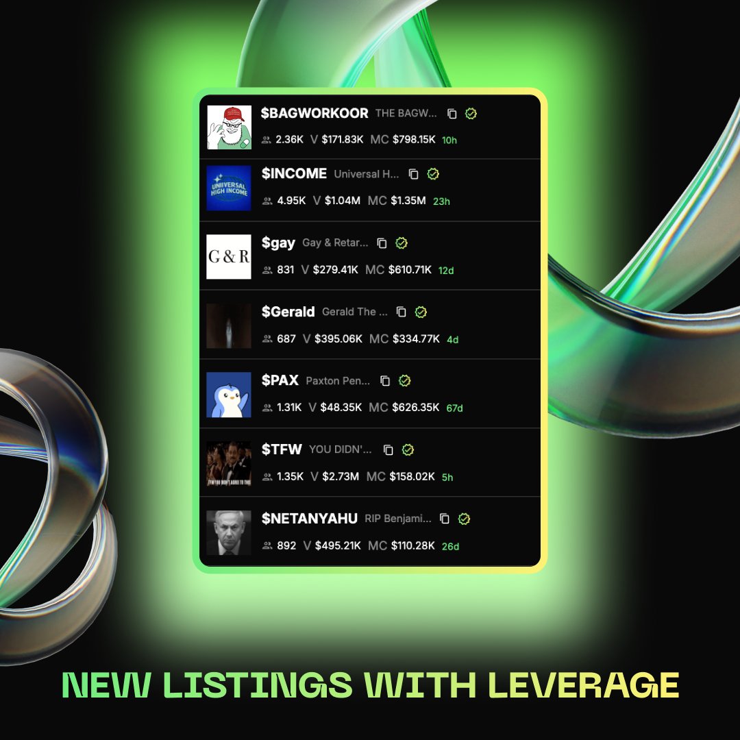 Hottest low caps with leverage. Only on maxbid.pro. Size up your conviction on-chain.

$BAGWORKOOR $INCOME $gay $Gerald $PAX $TFW $NETANYAHU