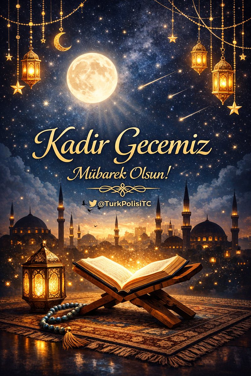 TurkPolisiTC's tweet photo. Mübarek Kadir Gecemizin başta ülkemize ve bütün dünyaya hayırlara vesile olması dileğiyle.

#KadirGecemizMübarekOlsun https://t.co/xEoWnUXqdB