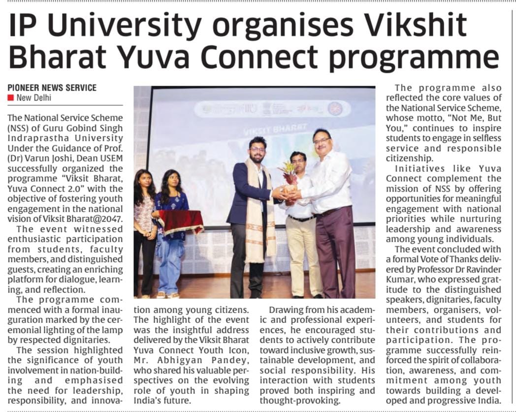 GgsipuC's tweet photo. NSS Cell Of GGSIPU conducted Viksit Bharat Yuva Connect Phase 2 program on 13.03.2026 at  University Premises. https://t.co/2nHmG0lfSm