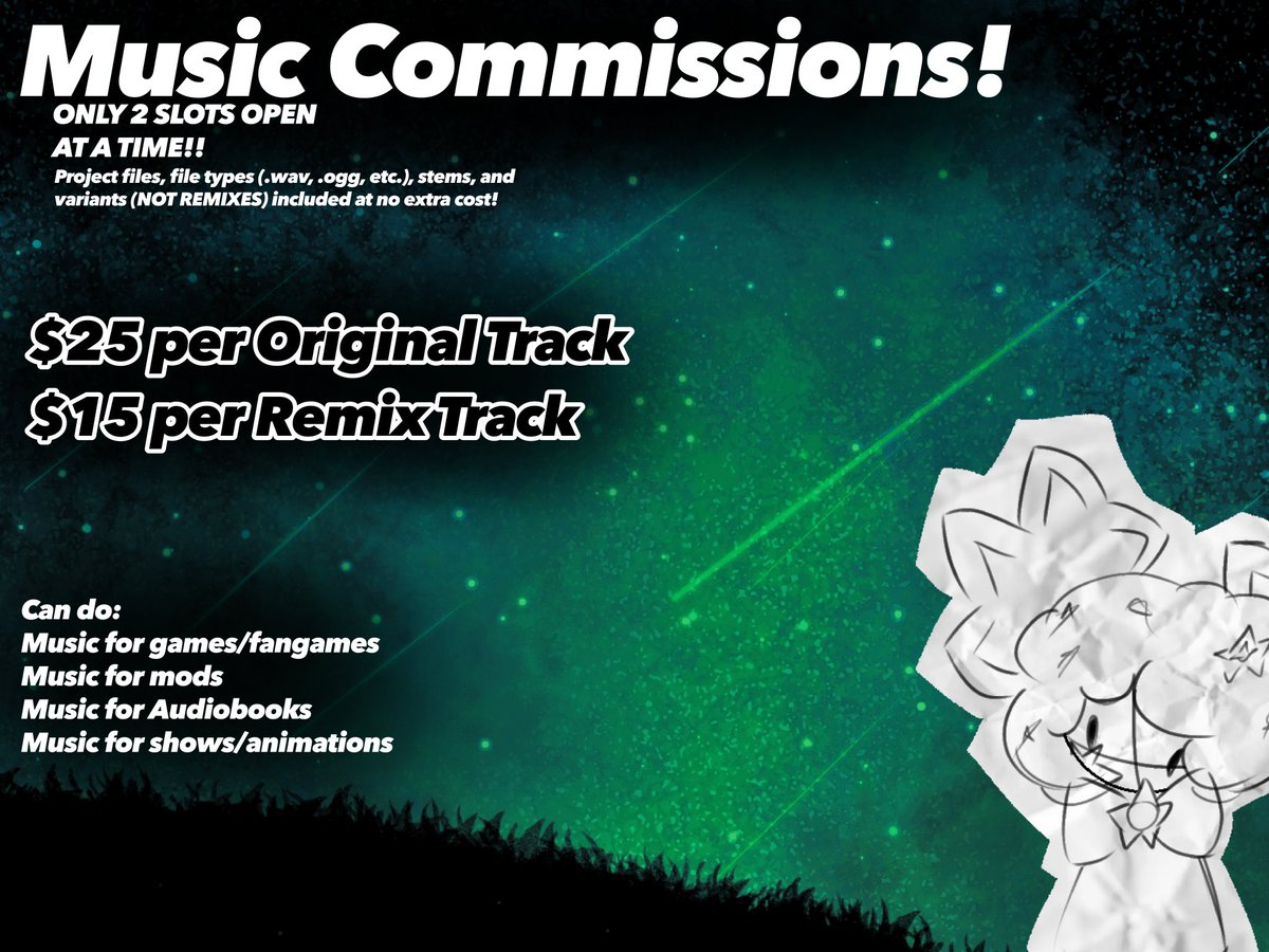 MiiniStar_'s tweet photo. It’s been a minute, but I’m deciding to reopen c0mms for a little bit! (Only 2 at a time and even then chances are I’ll try to get halfway done with the one before taking another—) Please DM me here for any inquiries or interest!

Production Demo below! https://t.co/h6XLEgbmYq