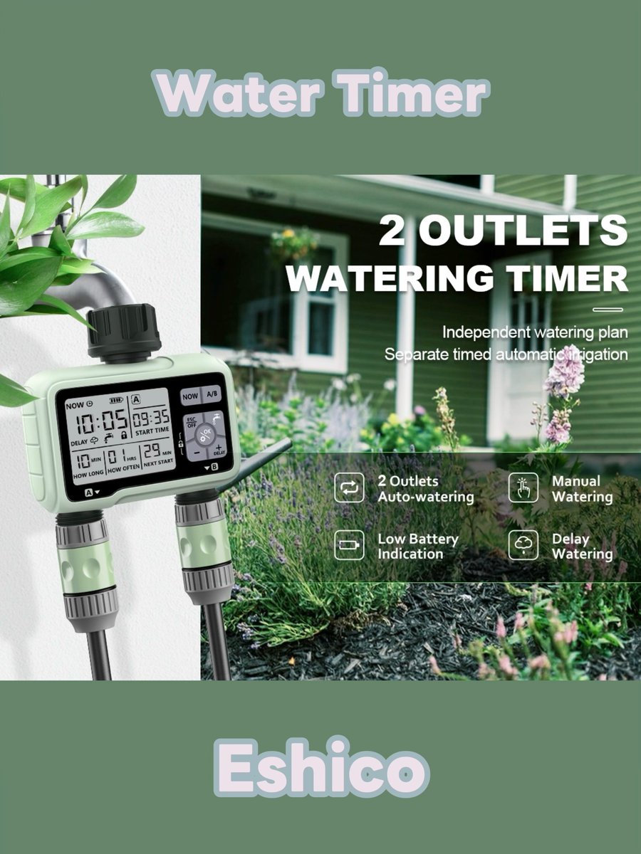 Eshico_Ningbo's tweet image. HCT-326🌻: Our Garden's Best Friend!🥰

🌱Independent dual-zone programming: separate schedules
🌱Rain delay: pause watering during rainy days
🌱Customizable scheduling: fits your garden needs

Let Every Drop of Water Play a Value!💧

#WaterTimer #gardening #plants #Flowers