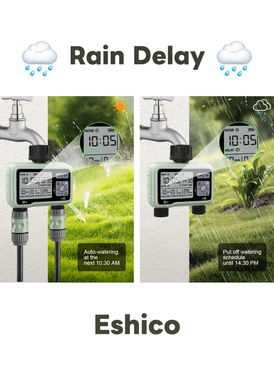 Eshico_Ningbo's tweet image. HCT-326🌻: Our Garden's Best Friend!🥰

🌱Independent dual-zone programming: separate schedules
🌱Rain delay: pause watering during rainy days
🌱Customizable scheduling: fits your garden needs

Let Every Drop of Water Play a Value!💧

#WaterTimer #gardening #plants #Flowers