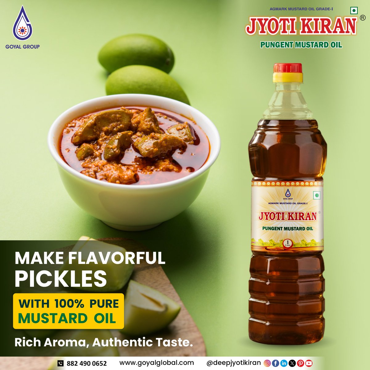 Turn every pickle into a burst of authentic flavor! 🥭✨
Make your homemade aachar richer and tastier with Jyoti Kiran Pungent Mustard Oil.
#JyotiKiran #MustardOil #AacharLove #IndianPickles #PureMustardOil #HomemadeTaste #DesiFlavours