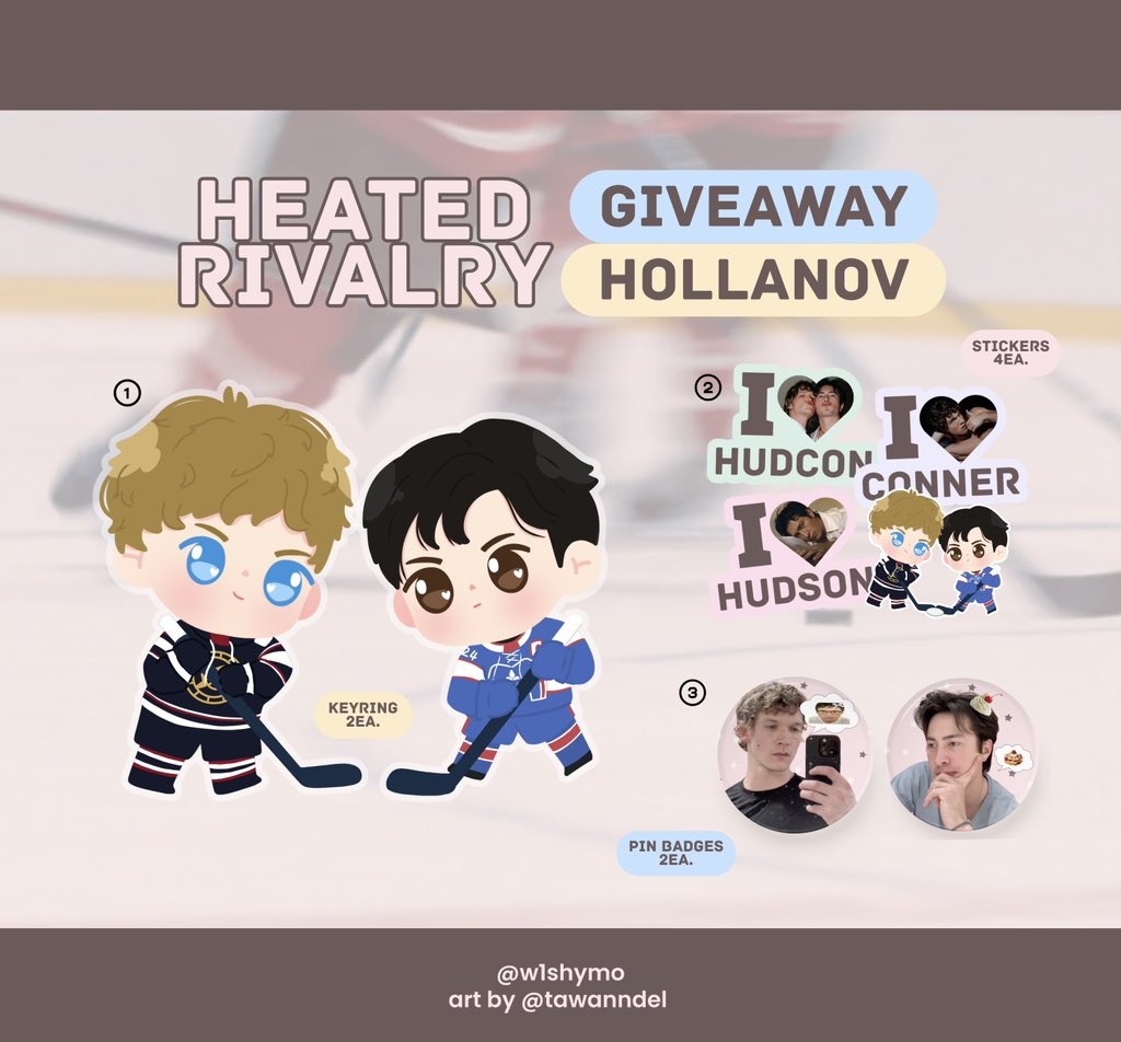 w1shymo's tweet photo. ݁ ˖Ი𐑼⋆ #Giveaway 𝑯𝒐𝒍𝒍𝒂𝒏𝒐𝒗 🏒
— Keyring 2ea.
— Stickers 4ea.
— Pin badges 2ea.

📮shipping fees 50฿

gg forms : https://t.co/kvAtKb5Nek

#HeatedRivalry #Hollanov #Hudcon https://t.co/MPz0aeFYa7