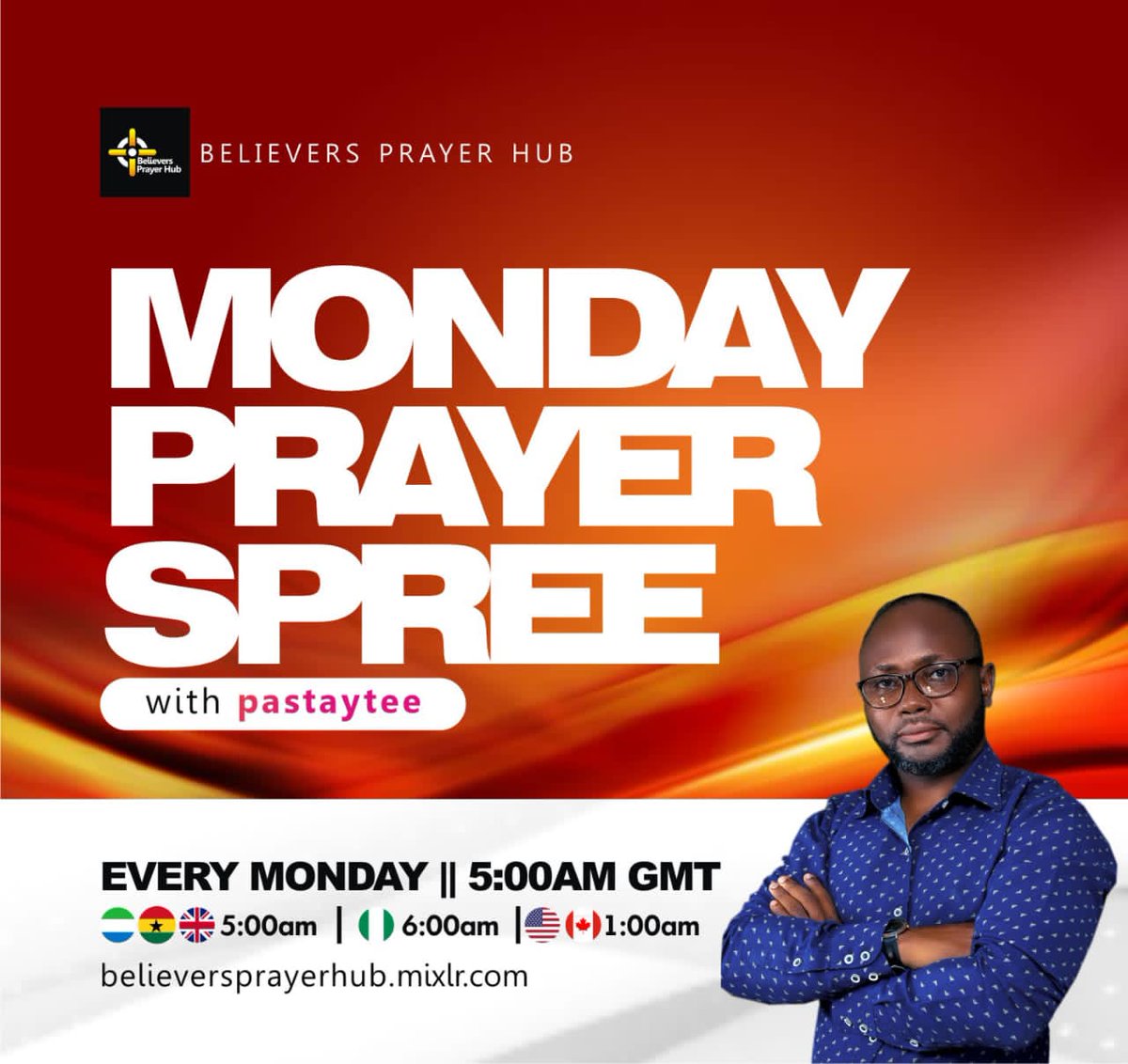 pastaytee's tweet photo. Heya friends, join us for👇🏽😊

Monday Prayer Spree with pastaytee || Deliverance and Victory Over Satanic Afflictions || March 16, 2026.

Click here 👇🏾https://t.co/q8BMdOd1gG now to join us to command the week. Don't miss out and please share.

Jesus is Lord! https://t.co/26r43cs1Km