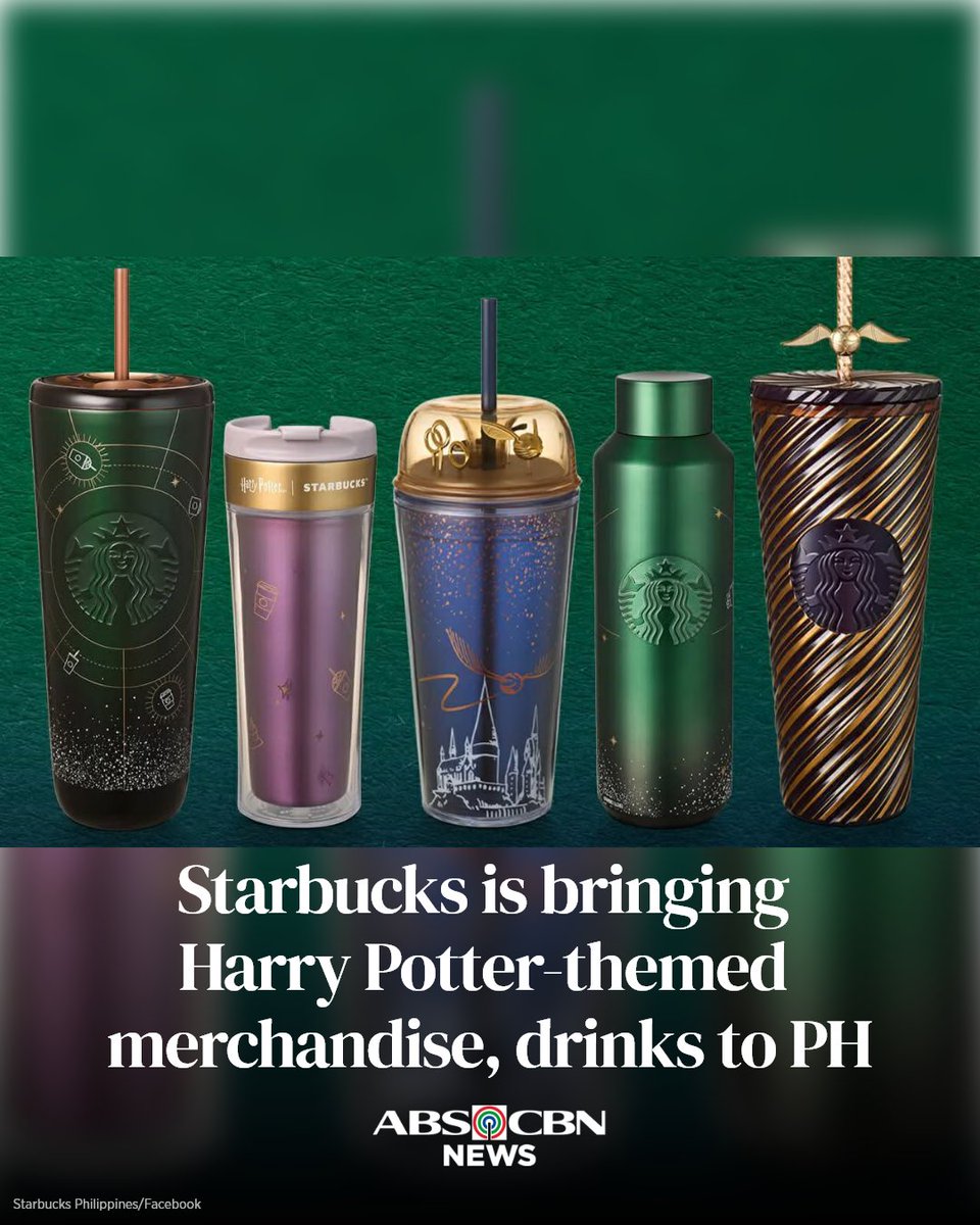 ABSCBNNews's tweet photo. The Wizarding World meets your morning brew! ⚡️☕️ 

Starbucks PH is launching its highly anticipated Harry Potter collection in stores nationwide starting March 24.

More details: https://t.co/edyC7ov81V https://t.co/1Jt8Am3zEL