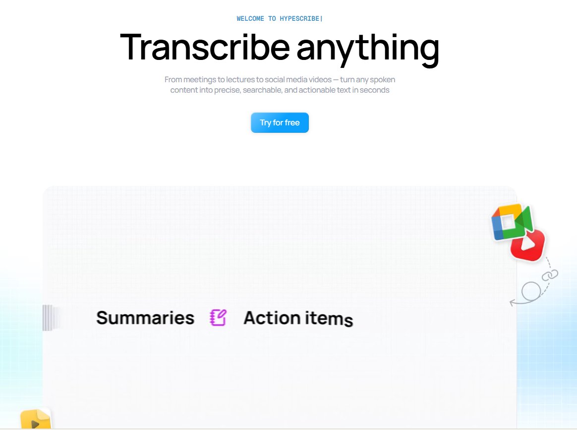 futurepedia_io's tweet image. 🚨Hypescribe transcribes ANYTHING in 1 spot!

Files - Links - Live calls - Voice
No app-switching nonsense.

✅ Drop unlimited audio/video
✅ YT/TikTok/IG/X/FB/Reddit links
✅ AI joins Zoom/Meet/Teams LIVE
✅ Mic record

AI summary - Actions - Chat w/ transcript
15+ platforms -