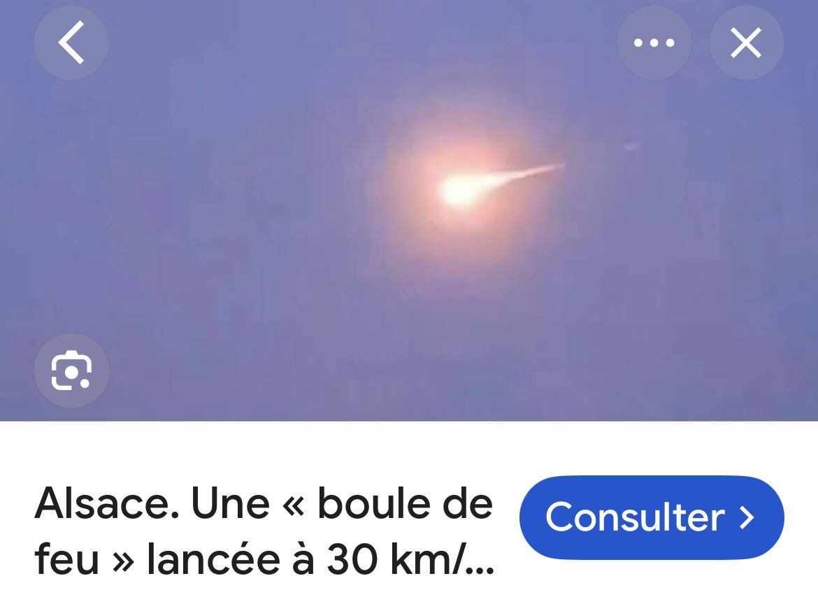 Laiiim2's tweet photo. @MarioNawfal Dimanche dernier le 8 mars une météorite est passée au dessus de nos têtes en Alsace !! Elle a été vu jusqu’en Belgique ! https://t.co/Gk5pPPRYm2