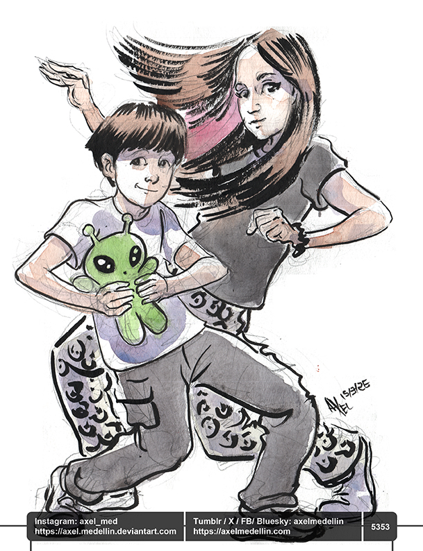 AxelMedellin's tweet photo. #dailydrawing 5353 #dibujodiario #drawingoftheday #thispair #familyday #dance #watercolor #brushandink #traditionalart https://t.co/zS3bd4QP7w