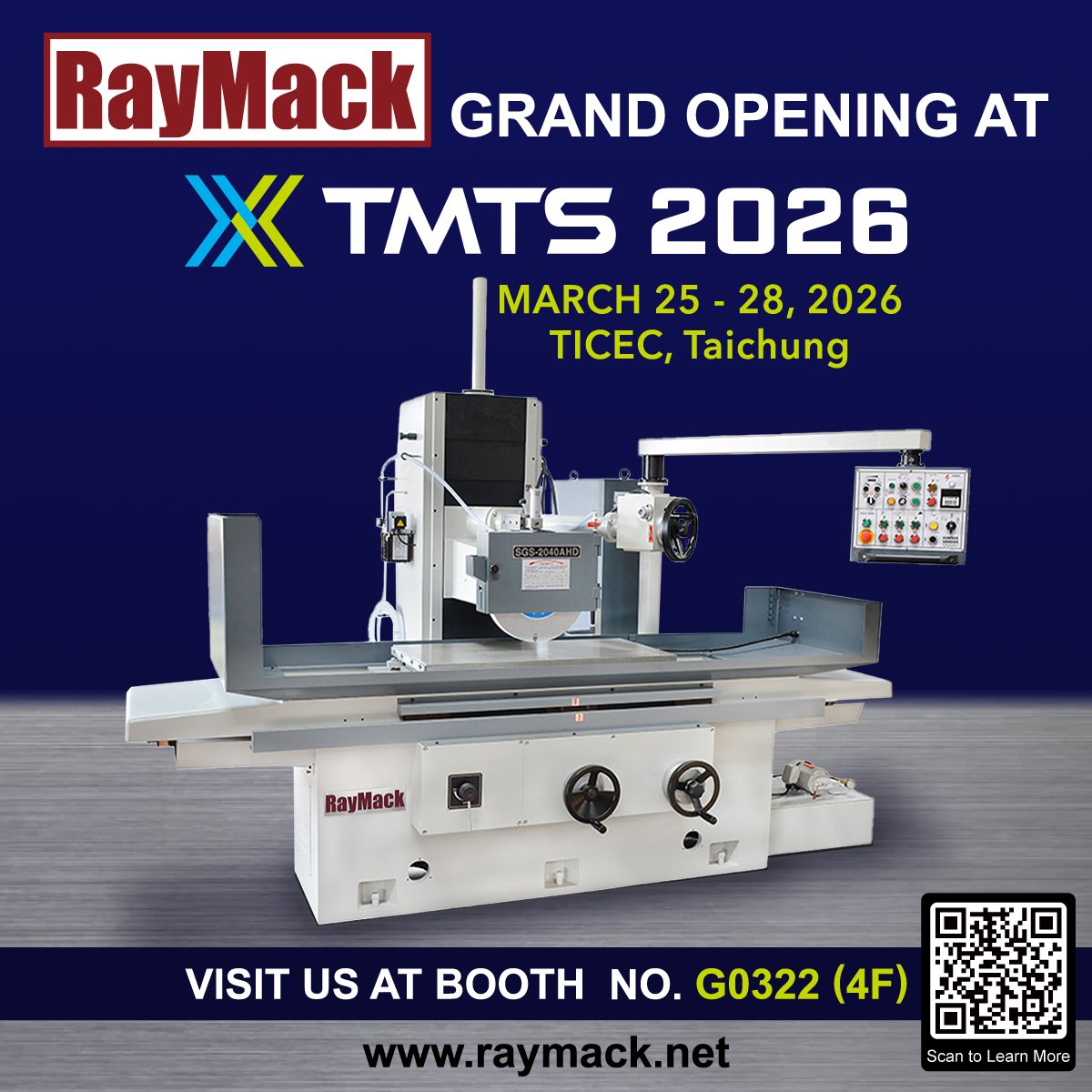 RayMack101's tweet image. RayMack Machine Tool will be exhibiting at TMTS 2026 in Taichung.

Visit us to explore our precision surface grinding solutions.

📅 Mar 25–28, 2026
We look forward to meeting industry partners and professionals.

#TMTS #MachineTools #SurfaceGrinder #RayMack