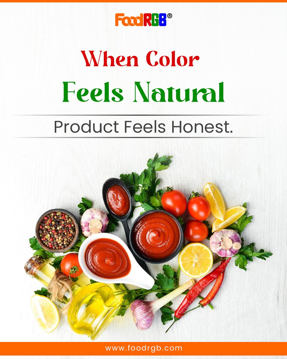 FoodRgb's tweet image. Consumers trust what feels real.
Natural color creates confidence before the first taste — quiet, familiar, and exactly where it belongs.

That’s the power of getting color right.

#FoodBranding #ConsumerTrust #NaturalFoodColor #CleanLabelProducts #FoodInnovation