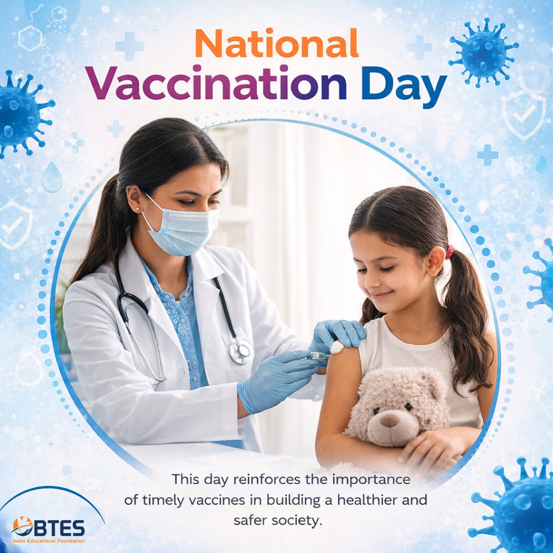 btesedu's tweet photo. BTES wishes everyone a meaningful National Vaccination Day. Immunization is one of the strongest shields we have for a healthier society. Together, let us promote awareness, responsibility, and care for all. 💙

#NationalVaccinationDay
#VaccinationAwareness
#BTES https://t.co/oyElWKHUbd