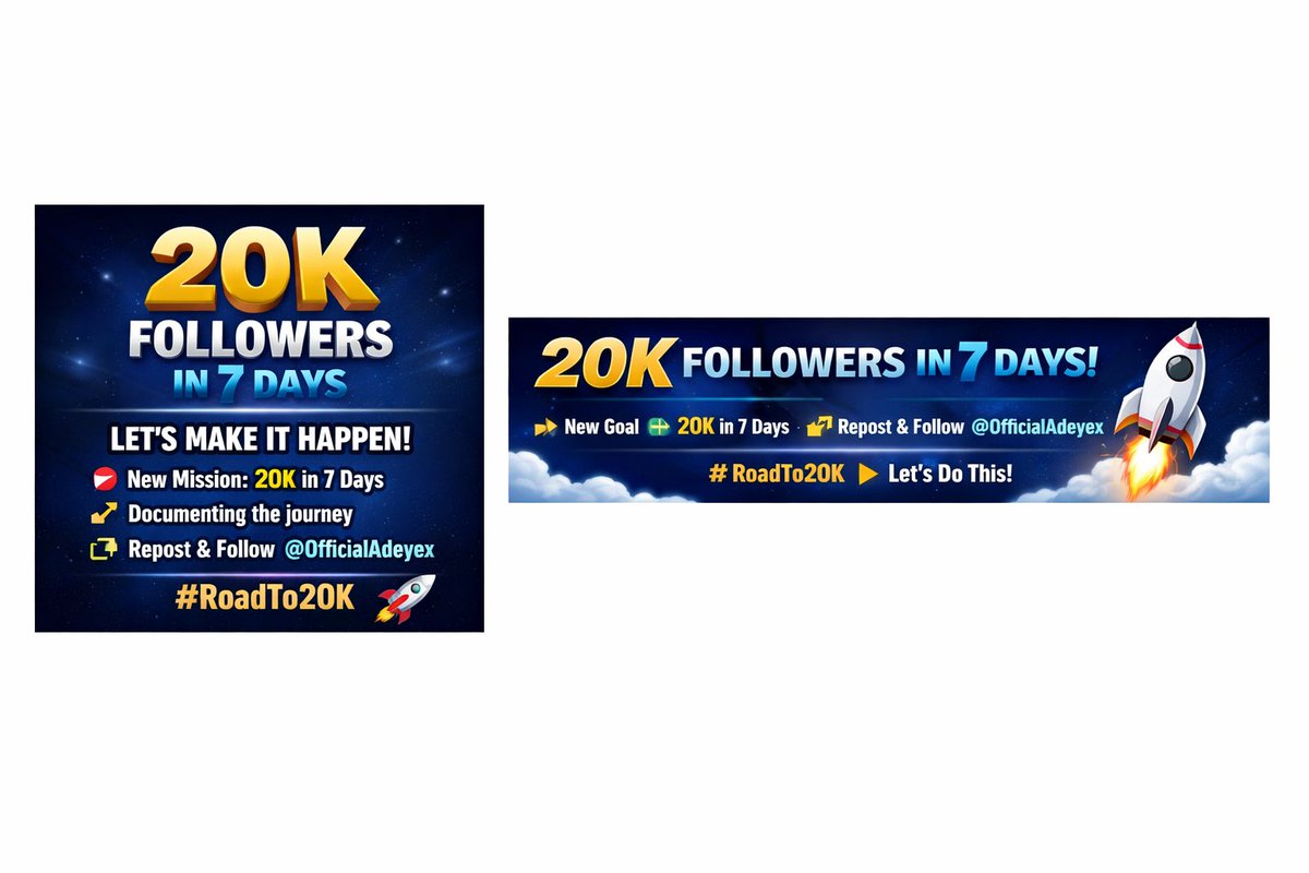 officialadeyex's tweet photo. 20K followers in 7 days challenge
The journey has started.
🔁 Repost & follow @OfficialAdeyex to support.
Let’s see how far we can go.
#RoadTo20K https://t.co/uUXs6aG43i