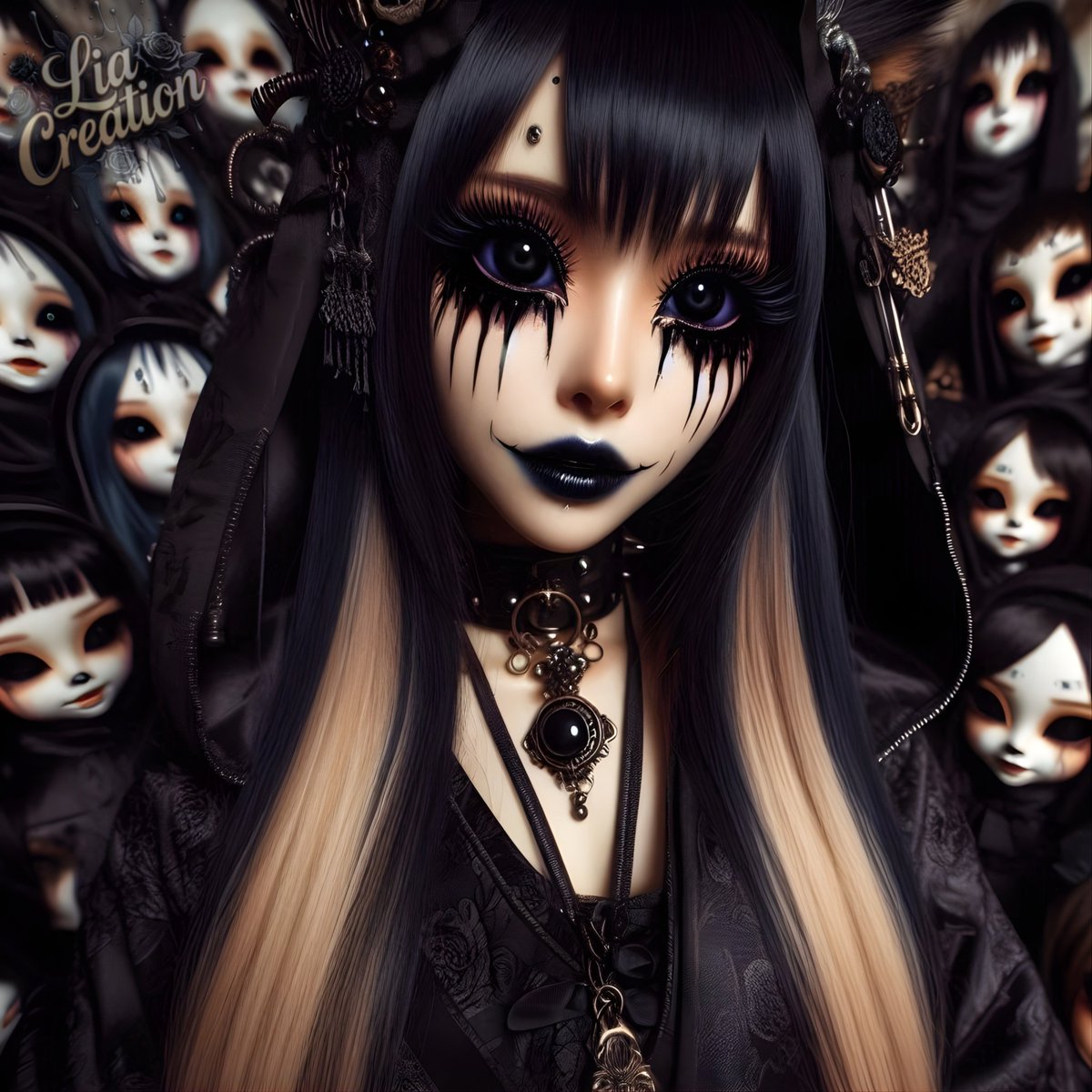 lia_creation's tweet photo. A dark idea turned into reality. 🖤 #AIArt #DigitalMagic #LiaCreation #aiart https://t.co/Hk14jBu88J https://t.co/3FxbqA2NeN