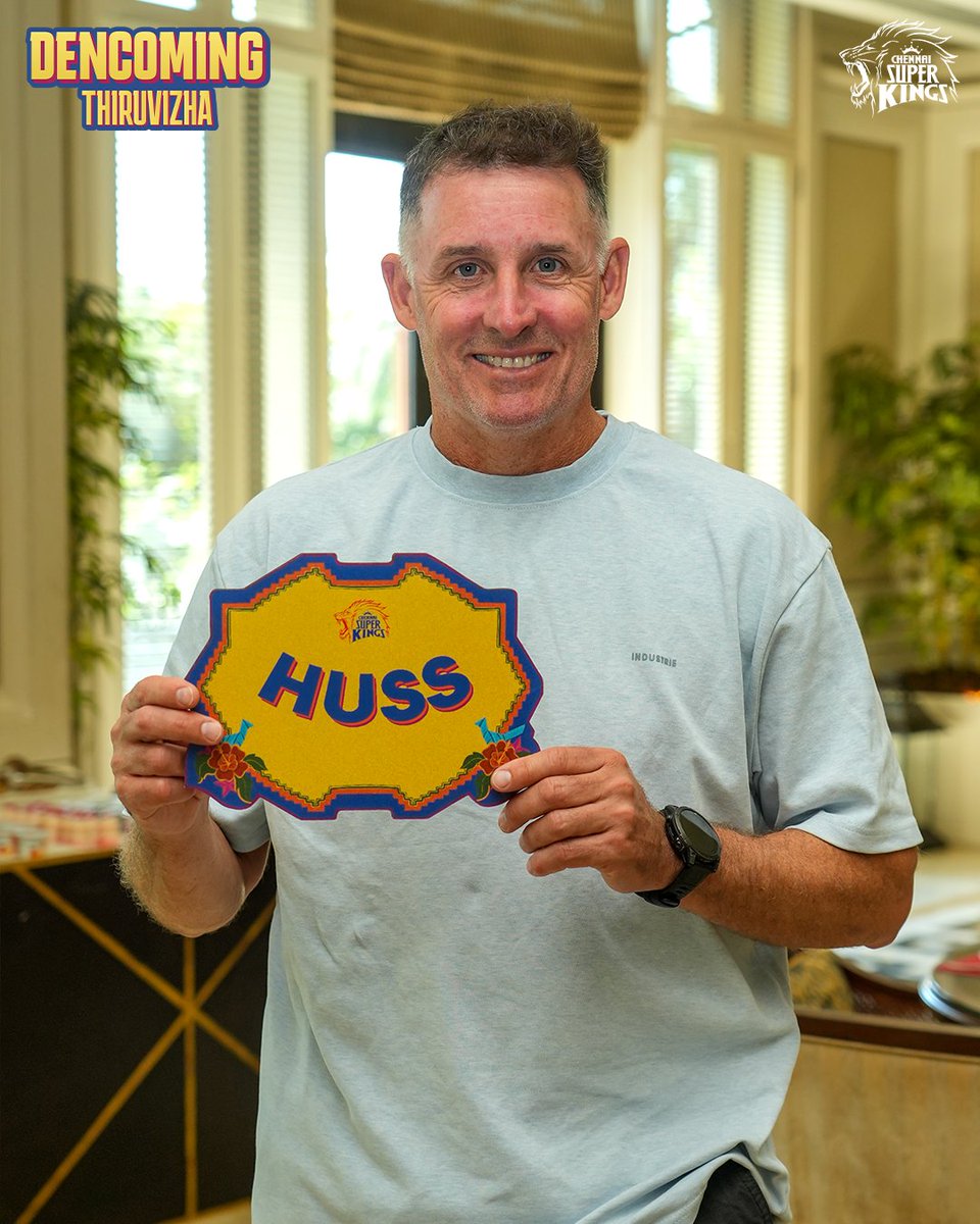 ChennaiIPL's tweet photo. Huss - He is in the den! 🦁🥳

#WhistlePodu #Dencoming https://t.co/YN8hSRsQKQ