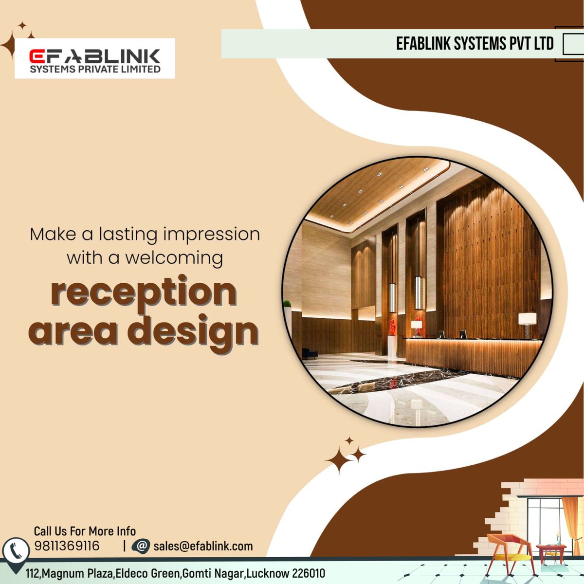 efablink's tweet photo. Welcome your clients in style. ✨
A well-designed reception creates the perfect first impression and sets the tone for your entire office.

Let EFABLINK Systems Private Limited design a reception that stands out.

#efablinksystems #moderninterior #receptionarea #latestcollection https://t.co/J7lu1UfiQU